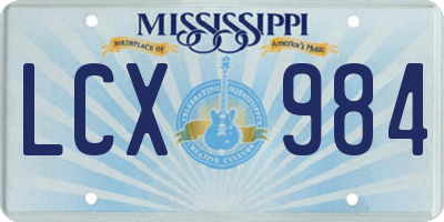 MS license plate LCX984