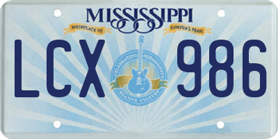 MS license plate LCX986