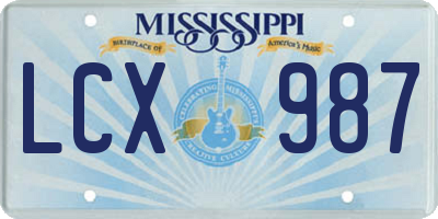 MS license plate LCX987
