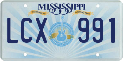 MS license plate LCX991