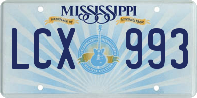 MS license plate LCX993