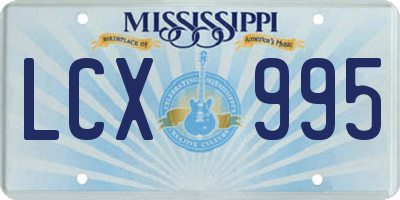 MS license plate LCX995