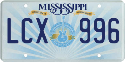 MS license plate LCX996