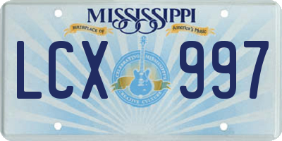 MS license plate LCX997