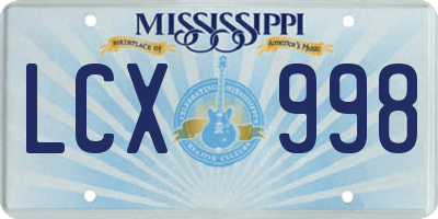 MS license plate LCX998
