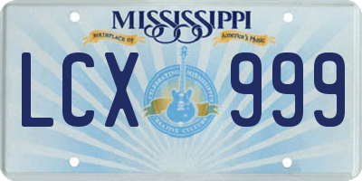 MS license plate LCX999