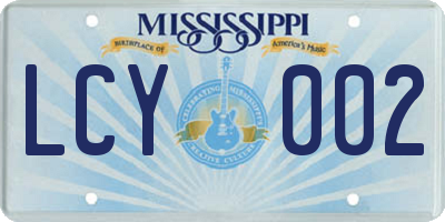 MS license plate LCY002