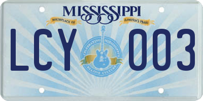 MS license plate LCY003