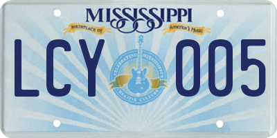 MS license plate LCY005