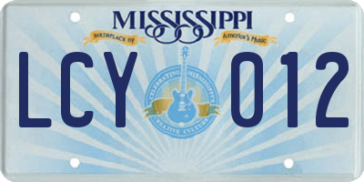 MS license plate LCY012