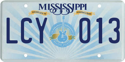 MS license plate LCY013