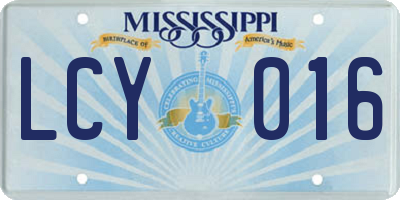 MS license plate LCY016