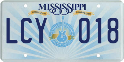 MS license plate LCY018