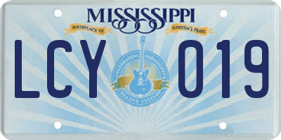 MS license plate LCY019