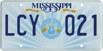 MS license plate LCY021