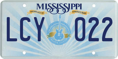 MS license plate LCY022