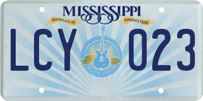MS license plate LCY023