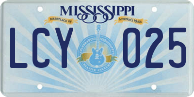 MS license plate LCY025