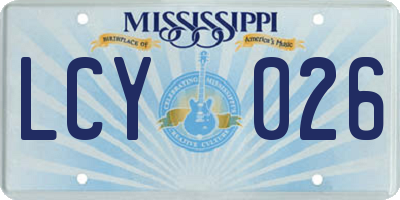 MS license plate LCY026