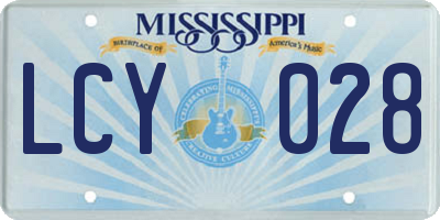 MS license plate LCY028