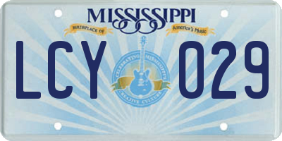MS license plate LCY029