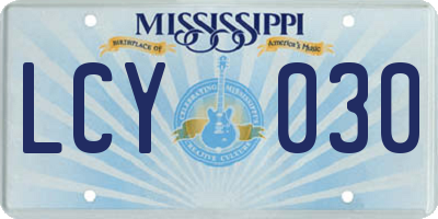 MS license plate LCY030