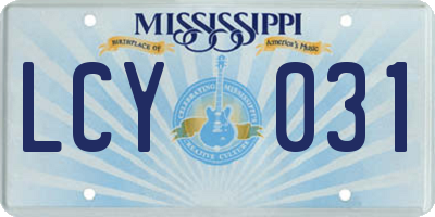 MS license plate LCY031
