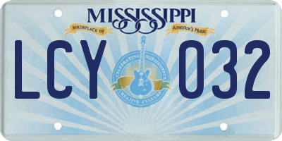 MS license plate LCY032