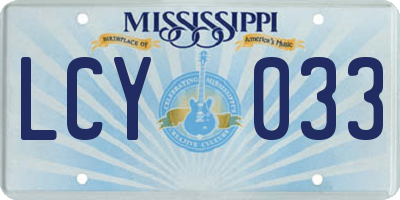 MS license plate LCY033