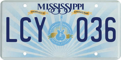 MS license plate LCY036