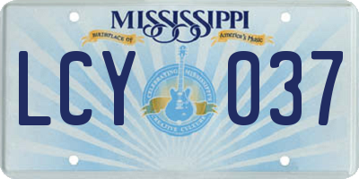 MS license plate LCY037