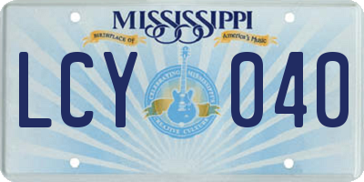 MS license plate LCY040