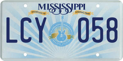 MS license plate LCY058