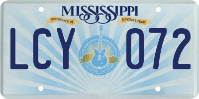 MS license plate LCY072