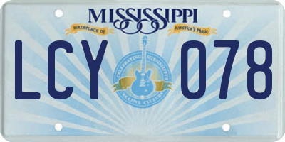 MS license plate LCY078