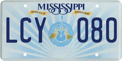 MS license plate LCY080