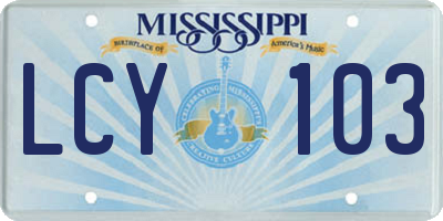 MS license plate LCY103