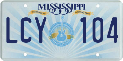 MS license plate LCY104