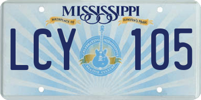 MS license plate LCY105
