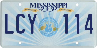 MS license plate LCY114