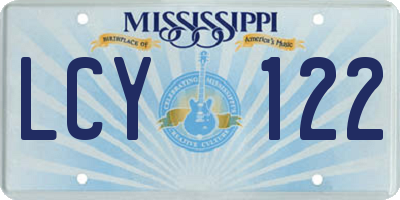 MS license plate LCY122