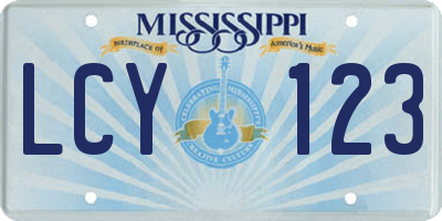 MS license plate LCY123
