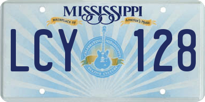MS license plate LCY128