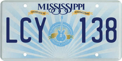 MS license plate LCY138