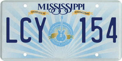 MS license plate LCY154