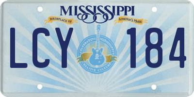 MS license plate LCY184