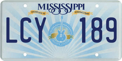 MS license plate LCY189