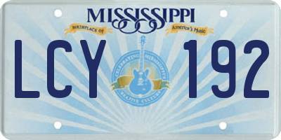 MS license plate LCY192