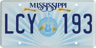 MS license plate LCY193