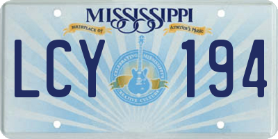 MS license plate LCY194